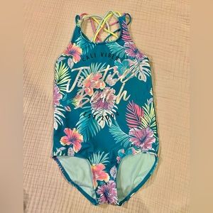 Justice girls floral bathing suit size XL 16/18 BNWOT